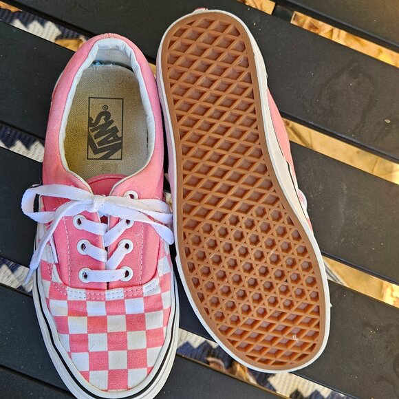White and Pink Checkered Vans womens sz 7.5 mens sz 6 - Picture 3 of 5